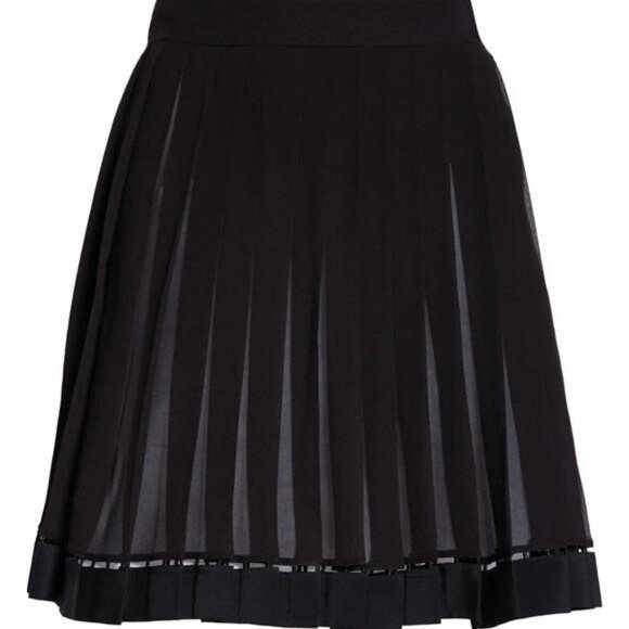 New Authentic Versace Pleated Silk Georgette Skirt in Black